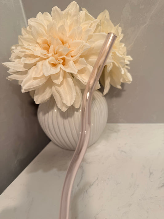 Wavy Pink Glass Straw